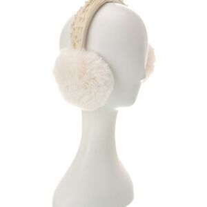 Surell Pearly Knotted Velvet Band Faux Fur Ivory Ear Muffs NWT